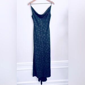 City Triangles Vintage Prom slip maxi dress black Sparkle Cowl Neck 90s firework